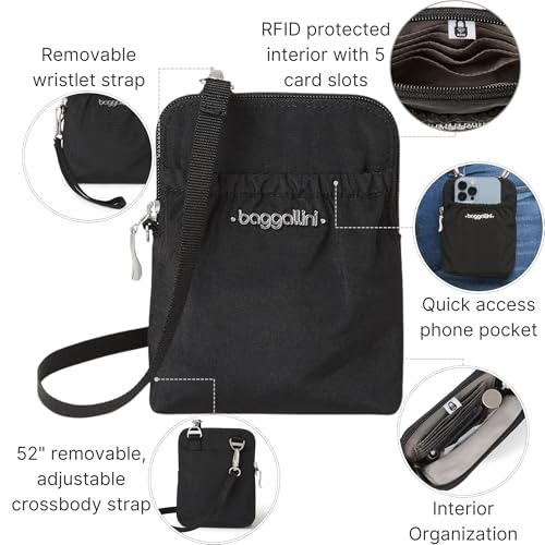 Baggallini RFID Bryant Pouch - color: Black With Sand Lining
