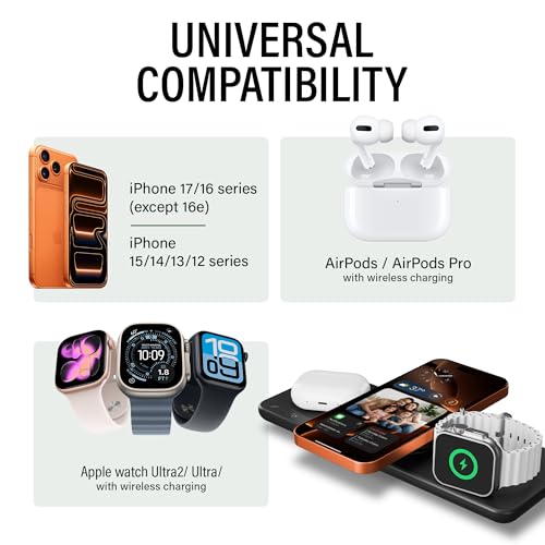 Nimble Podium 3-in-1 Wireless Charging Station for Apple, Qi2-Certified