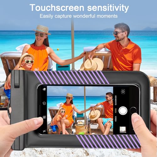 1 Pcs Waterproof Phone Case for Beach Adventures Swimming Outdoor Activities with Touch Screen Adjustable Strap (Purple) - color: Purple