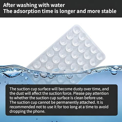 SHENGXIN 2 Pack Silicone Double-Sided Suction Grip – 40 Cups per Side, Strong Hold for iPhone, Galaxy, Pixel, Android – Hands-Free for Selfies & Videos (Clear) - color: Clear