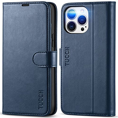 TUCCH Wallet Case for iPhone 13 Pro Max (6.7") 2021, Flip Stand, Dark Blue - color: Dark Blue