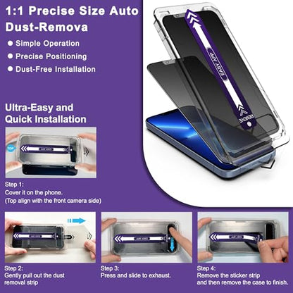 2-Pack Matte Privacy Screen Protector for iPhone 13/13 Pro/14/16e,Anti-Glare & 25°Anti-Spy,Anti-Reflection,Anti-Fingerprint,Auto Dust Removal,Easy Installation - size: iPhone 13/13 Pro/14/16e