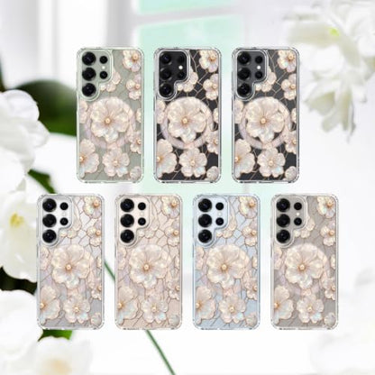 for Samsung Galaxy S25 Ultra Magnetic Case【Compatible with MagSafe】 Aesthetic Oil Painting Stained Glass Flower Design, Slim Fit Hard PC Back Shockproof Cute Clear Phone Cover, Light Pink - color: Light Pink, size: Galaxy S25 Ultra