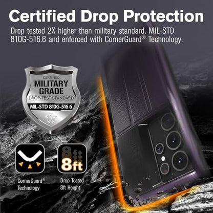 VENA vCommute for Samsung Galaxy S25 Ultra Wallet Case, Purple | Military-Grade Drop Protection, Premium Leather Magnetic Flap Cover, Hidden Card Holder, RFID Blocking, Multi-Angle Kickstand - color: Purple, size: S25 Ultra