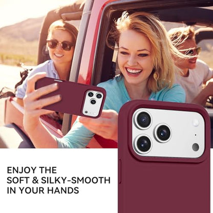 GUAGUA Compatible with iPhone 17 Pro Max Case 6.9 Inch Liquid Silicone Soft Gel Rubber Slim Thin Microfiber Lining Cushion Texture Cover Shockproof Protective Phone Case for iPhone 17 Pro Max,Wine Red - color: Wine Red, size: iPhone 17 Pro Max