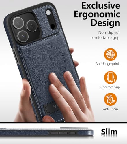 WTCASE Magnetic for iPhone 1X Leather Case,Built-in Invisible Stand [Compatible with Magsafe] Protective Slim Kickstand Phone Cover (2025) (Blue, iPhone 1R Pro Max) - color: Blue, size: iPhone 1R Pro Max