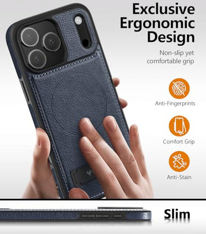 WTCASE Magnetic for iPhone 1X Leather Case,Built-in Invisible Stand [Compatible with Magsafe] Protective Slim Kickstand Phone Cover (2025) (Blue, iPhone 1R Pro) - color: Blue, size: iPhone 1R Pro