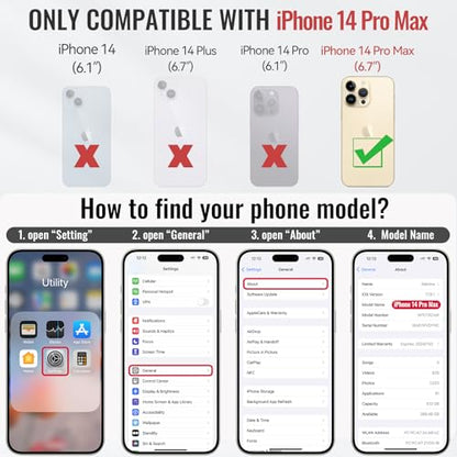 Defencase for iPhone 14 Pro Max Wallet Case with RFID Card Holder, Coffee | Durable Soft PU Leather, with Zipper Pocket, Wrist Strap, Fashion Snap Flip Phone Cases Cover with Stand for Women and Men - color: Coffee