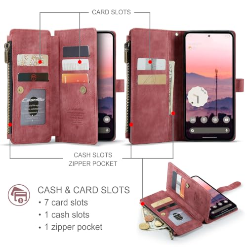 Google Pixel 11/Pixel 11 Pro 5G Wallet Case with Card Holder,Red - color: Red, size: Pixel 11/11 Pro 6.3 Inch