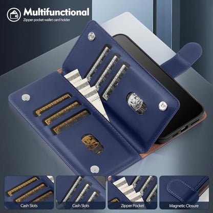 Shieldtop Compatible with Samsung Galaxy S24+ Plus Wallet Case with Card Holder,Women Men RFID Blocking PU Leather Flip TPU Protective Cover Credit Card Slots,Phone Case for S24 Plus,Dark Blue - color: Dark Blue, size: Samsung Galaxy S24 Plus - 6.7"