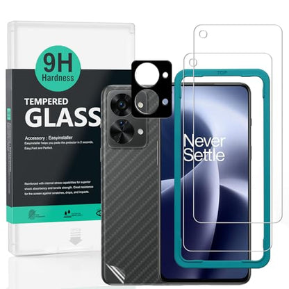 Ibywind for Oneplus Nord 2T 5G Screen Protector,2 Pack,9H Hardness Tempered Glass and Camera Lens Protector,with Alignment Frame,Full Coverage,Bubble Free,Fingerprint Unlock,Scratch Resistant - size: OnePlus Nord 2T 5G