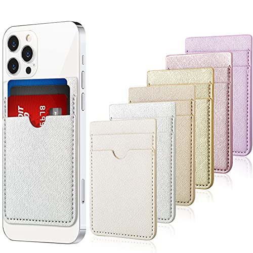 6 Pcs 6 Pcs Stick on Phone Card Holder Wallet, Solid, Charming Color - color: Charming Color