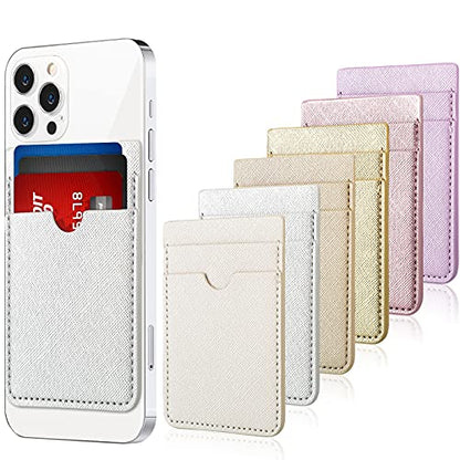 6 Pcs 6 Pcs Stick on Phone Card Holder Wallet, Solid, Charming Color - color: Charming Color