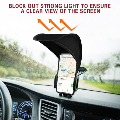 Car Mobile Phone Sunshade, Auto Portable Foldable Smartphone Umbrella Cover - color: Black