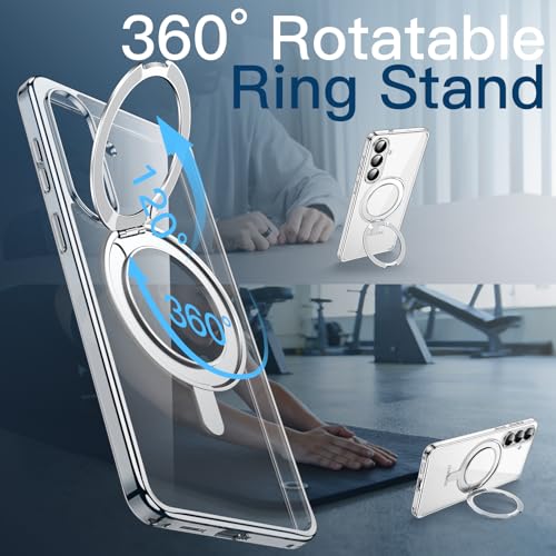 JETech 360° Rotatable Ring Stand Case for Samsung Galaxy S26, Clear | Compatible with MagSafe, Clear Back, Stand & Ring Holder, Shockproof Protection - color: Clear, size: Galaxy S26