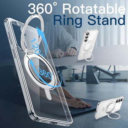 JETech 360° Rotatable Ring Stand Case for Samsung Galaxy S26, Clear | Compatible with MagSafe, Clear Back, Stand & Ring Holder, Shockproof Protection - color: Clear, size: Galaxy S26