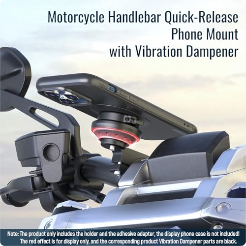 Motorcycle Phone Mount,Bike Cell Phone Holder with Vibration Dampener module,Out Front Bicycle Handlebar Mount for Mountain Road EBike,Scooter,Moto,MTB,Quick Release Attach/Detach【Series C - 2nd Gen】 - color: 【Vibration Dampener】Handlebar Mount -Black