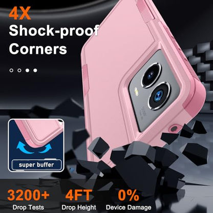Case Compatible with Moto G Stylus 5G 2024, Full Body Heavy Duty Rugged Shockproof Protective Phone Cover with Lanyard Strap, Tempered Glass Screen Protector, Cute Pink | with Tempered Glass Screen Protector+Lanyard Strap,Rugged Shockproof Protective Phon