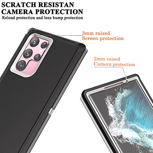 YmhxcY for Galaxy S22 Ultra Case with Self Healing Flexible TPU Film[2 Pack] and Lens Protective Film[2 Pack], Heavy Protection Cover for Galaxy S22 Ultra （6.8“）-Black and Grey - color: Black and grey