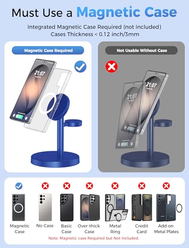 Aeinidi Super Fast Strong Magnetic Wireless Charger for Samsung - color: NavyBlue, size: 15W
