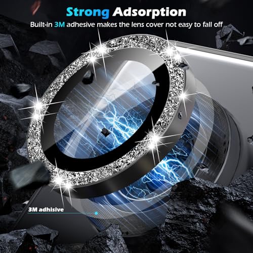 imluckies for Samsung Galaxy S25 Ultra Camera Lens Protector Bling, AR+AF Tempered Glass, 9H Anti-Scratch Metal Individual Lens Cover, HD Clear Camera Accessories - Glitter Titanium Black - color: Bling Black