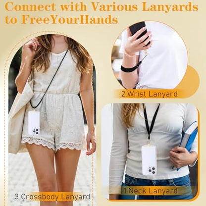 4 Pack 360° Rotating Phone Lanyard Tab, Thin 0.2mm Adhesive Free Phone Tether Patch Universal Metal Lanyards Holder(Gold)