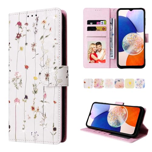 UEEBAI Wallet Case for Samsung Galaxy A35 5G, PU Leather Phone Case Kickstand RFID Blocking Flip Case Card Slots Wrist Strap Relief Engraved Pattern Magnetic Closure Folio Case - Vine - color: Vine