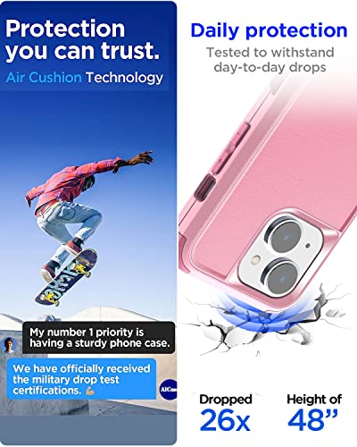 AICase Heavy Duty 3-Layer Rugged Case for iPhone 13/iPhone 14, Military Grade Drop Proof, Dust Proof, Pink - color: Pink Case