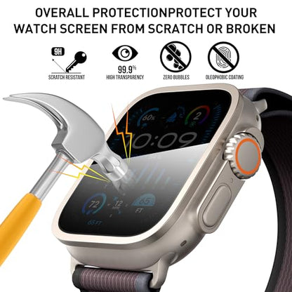 Suoman 2-Pack for Apple Watch Ultra 3/2/1 49mm Privacy Screen Protector, [Anti-peeping] Tempered Glass Ultra-Thin Full Coverage protective film -Titanium+Titanium - color: Privacy-Titanium+Titanium