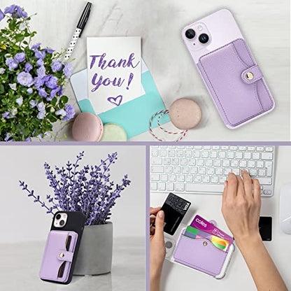 M-Plateau Slim Leather Phone Wallet Stick on With Adhesive Sticker - color: Lavender