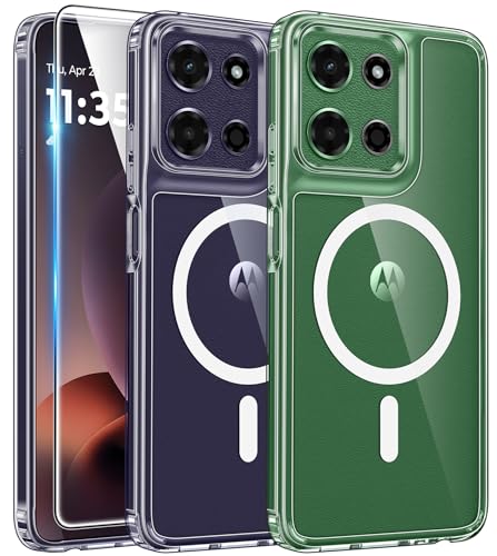 FNTCASE for Motorola Moto G-Power-2026/2025 Case Clear Magnetic Phonecase | Screen Protector, Anti Yellowing, Rugged Shockproof Protective Bumper, Slim Transparent Cell Phone Cover - color: A-Clear, size: For Moto G Power 5G 2026/2025 (6.8 Inch)
