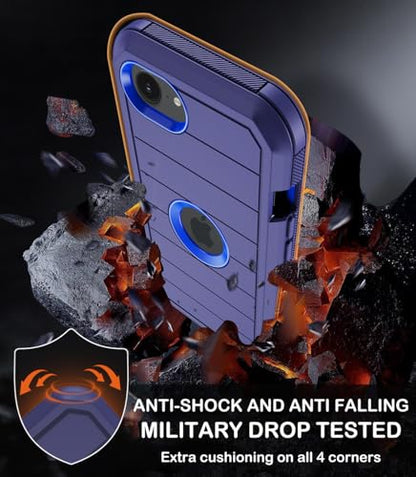 KECAI for iPhone 16e Case with Belt Clip Holster,Screen Protector X2,Heavy Duty Shockproof Drop Protection Military Grade 3 Layers Full Covered Rugged Durable Phone Cover for Apple 16e (Blue) - color: Blue