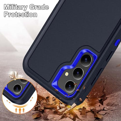 for Samsung Galaxy S23 FE Case with Kickstand Case 3-Layer Military Grade Protective Case Cover Silicone Heavy Duty Rugged Shockproof for Galaxy S23 FE Phone Case (Navy+Blue) - color: Navy+Blue