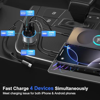 USB C Car Charger 3 Pack, Bangfun 65W Super Fast Charging Car Phone Charger - color: Gray, size: 3-Pack