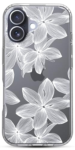 Ranz Case for iPhone 17, Anti-Scratch Shockproof Series Clear Hard PC+ TPU Bumper Protective Cover Case for iPhone 17 (6.3") - White Flower - color: White Flower, size: iPhone 17