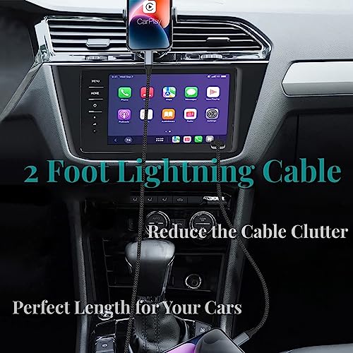 2 FT iPhone Charging Cable, 2 Pack [MFi Certified] USB to Lightning Cable 2ft for Car Fast Charging Braided Short iPhone Cord Compatible with Apple iPhone 14/13/12/11Pro/X/XR/8/7/6s/Plus/SE/iPad - size: 2FT