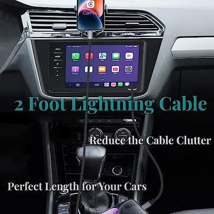 2 FT iPhone Charging Cable, 2 Pack [MFi Certified] USB to Lightning Cable 2ft for Car Fast Charging Braided Short iPhone Cord Compatible with Apple iPhone 14/13/12/11Pro/X/XR/8/7/6s/Plus/SE/iPad - size: 2FT