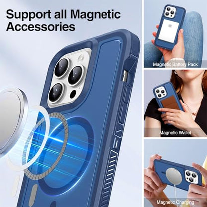 Magnetic for iPhone 13 Pro Case, Compatible with MagSafe, Shockproof Dustproof Drop Proof, Military Grade Double Layer Protection, Blue - color: Magnetic Blue, size: iPhone 13 PRO