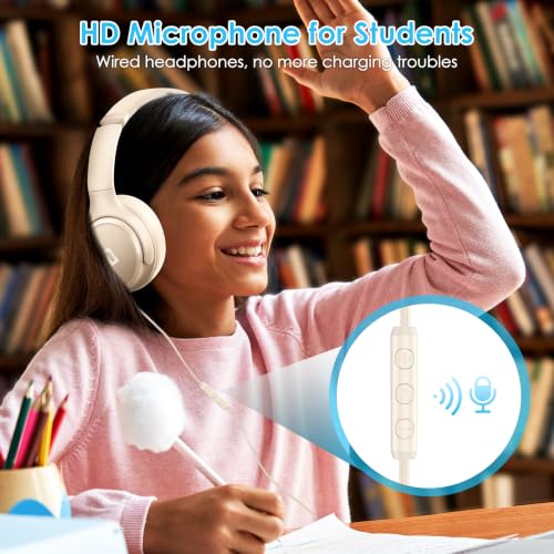 INFURTURE USB C Headphones Wired Active Noise Cancelling Over Ear-White - color: White