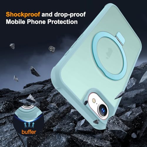 SKYLMW Compatible with iPhone 16e/17e Case with Stand,Blue | iPhone 16e Case iPhone 17e Case 6.1",Magnetic Ring Stand,Compatible with MagSafe,Military-Grade Protection,Great Grip Feeling - color: Blue, size: Iphone 16e & Iphone 17e