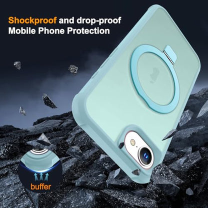 SKYLMW Compatible with iPhone 16e/17e Case with Stand,Blue | iPhone 16e Case iPhone 17e Case 6.1",Magnetic Ring Stand,Compatible with MagSafe,Military-Grade Protection,Great Grip Feeling - color: Blue, size: Iphone 16e & Iphone 17e