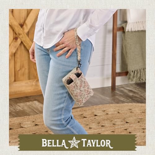 Bella Taylor Cell Phone Wristlet, Quilted Phone Wallet for Women | Lightweight, RFID blocking, phone pocket, built-in wallet, card organizer, coin pocket, secure zipper, quality construction - color: Cameo Rose