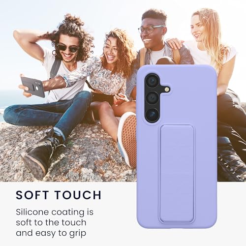 kwmobile Case for Samsung Galaxy S24 Case - Soft TPU Cover with Silicone Coating - with Hand Strap and Stand Function - Shockproof - Lavender - color: lavender, size: Galaxy S24
