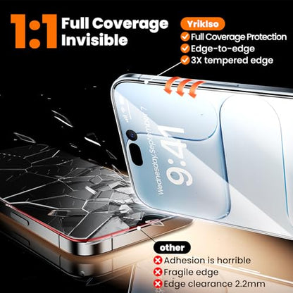 Yriklso 2-Pack for iPhone Air Screen Protector,Military Grade Shatterproof,Bubble-Dust Free Box,9H+ HD Tempered Glass,Scratch & Smudge Resistant for iPhone Air 6.5 inch - size: iPhone Air（6.5"）