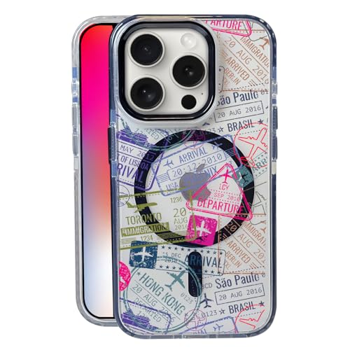 Air Travel for iPhone 15 Pro Case,MagSafe Compatible,Matte Soft Slim Shockproof Cover,Anti-Fingerprint,Anti-Yellowing,Anti-Scratch Back,Magnetic Phone Case for Women,Girl,Cute,Girly,Clear - color: Air Travel, size: iphone 15 pro