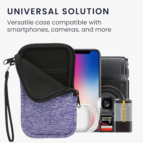 kwmobile Universal Phone Pouch Size M - 5.5" - Neoprene Smartphone Pouch with Zip - Water-Repellent Mobile Phone Case - Sleeve in Denim/White - color: denim / white, size: M - 5.5"