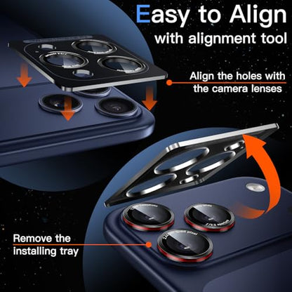 JETech Camera Lens Protector for iPhone 17 Pro/17 Pro Max, Black+Red, 1 Set - size: iPhone 17 Pro/17 Pro Max