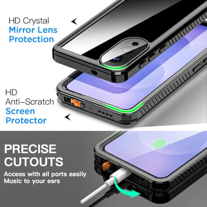 AICase for Samsung Galaxy S25 Edge Case Waterproof, Clear Water Proof Shockproof Snowproof Dustproof Full Body Rugged Transparent Underwater Phone Case with Lanyard Built-in Screen Protector - size: Galaxy S25 Edge