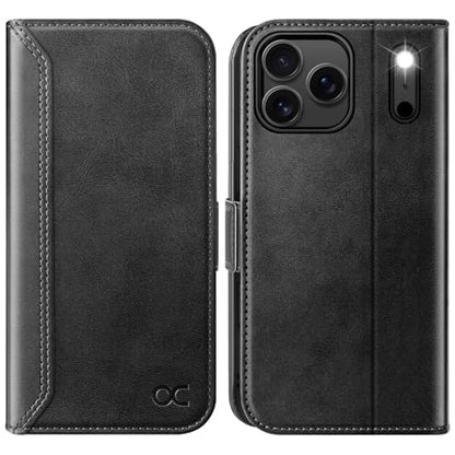 OCASE Compatible with iPhone 17 Pro Wallet Case, PU Leather Flip Folio Case with Card Holders RFID Blocking Kickstand [Shockproof TPU Inner Shell] Phone Cover 6.3 Inch 2025, Retro Graphite - color: Retro Graphite
