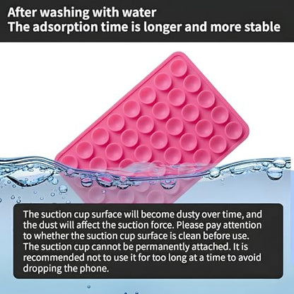SHENGXIN 2 Pack Silicone Double-Sided Suction Grip – 40 Cups per Side, Strong Hold for iPhone, Galaxy, Pixel, Android – Hands-Free for Selfies & Videos (Rose Red) - color: Rose Red